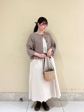 「Samansa Mos2（サマンサ モスモス）のモチーフレースワンピース（ワンピース）」を使った、🧸まゆ🐰さん（レディース・158cm）の春コーディネート