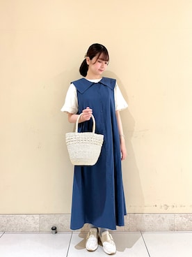 「ホワイトスニーカー」｜「アイテム（その他）」を使った、🧸まゆ🐰さん（レディース・158cm）の夏コーディネート