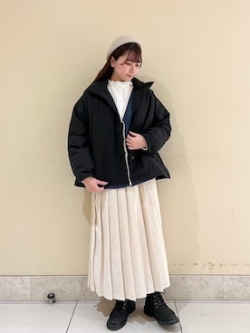 「ニットカーディガン」｜「アイテム（ブルゾン）」を使った、🧸まゆ🐰さん（レディース・158cm）の冬コーディネート