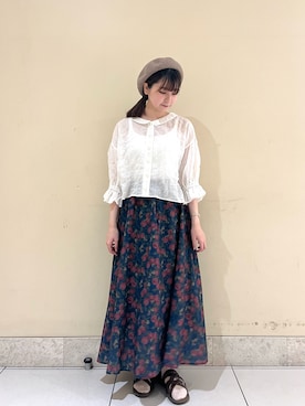 「シア―ブラウス」｜「アイテム（その他）」を使った、🧸まゆ🐰さん（レディース・158cm）の夏コーディネート