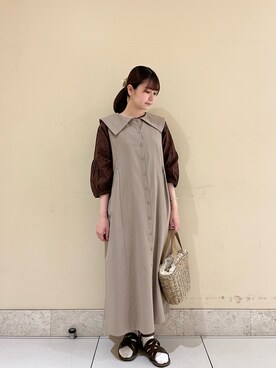 「レースブラウス」｜「アイテム（その他）」を使った、🧸まゆ🐰さん（レディース・158cm）の夏コーディネート