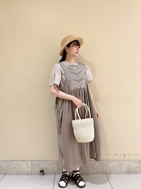 「レースブラウス」｜「アイテム（その他）」を使った、🧸まゆ🐰さん（レディース・158cm）の夏コーディネート