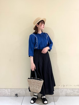 「ブルー×ブラック」｜「アイテム（その他）」を使った、🧸まゆ🐰さん（レディース・158cm）の春コーディネート