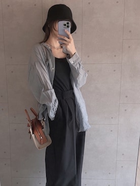 「funda mine（ファンダマイン）のアイテム（帽子）」を使った、IROさん（レディース・156cm）の夏コーディネート