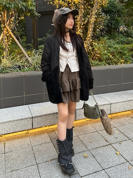 「WEGO（ウィゴー）のアイテム（帽子）」を使った、IROさん（レディース・156cm）の冬コーディネート