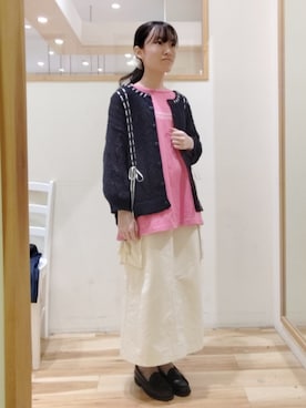 「アイテム（カーディガン/ボレロ、ブラック系）」を使った、ななさん（レディース・150cm）の春コーディネート
