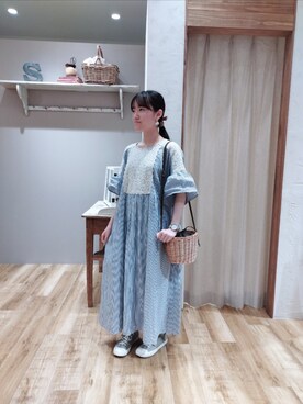 「Samansa Mos2（サマンサ モスモス）のモチーフレースワンピース（ワンピース）」を使った、ななさん（レディース・150cm）の春コーディネート