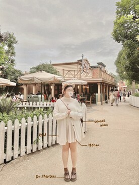 「GU（ジーユー）のアイテム（ノーカラージャケット）」を使った、bearly.lookbookさん（レディース・162cm）の秋コーディネート