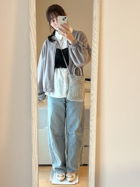 「アイテム（チューブトップ）」を使った、manami さん（レディース・159cm）の秋コーディネート