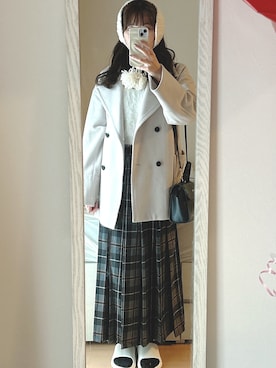 「アイテム（イヤーマフ）」を使った、manami さん（レディース・159cm）の冬コーディネート