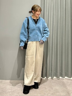 「LEPSIM（レプシィム）のサテンギャザーWストレートパンツ　600152（その他パンツ）」を使った、ばねさん（レディース・158cm）の秋コーディネート