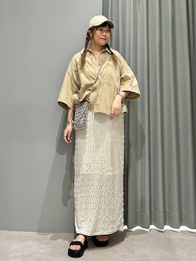 「LEPSIM（レプシィム）の【NEW ERA】コットンフラックスキャップ　617079（キャップ、ベージュ系）」を使った、ばねさん（レディース・158cm）の春コーディネート