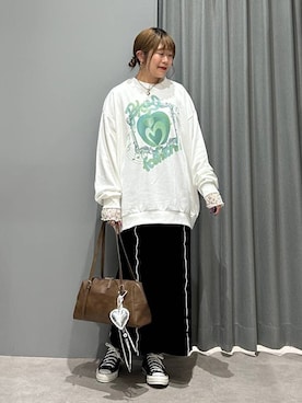 「LEPSIM（レプシィム）のロングハンドルボストン　579910（ボストンバッグ、ブラウン系）」を使った、ばねさん（レディース・158cm）の春コーディネート