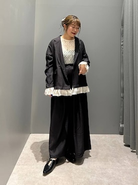 「LEPSIM（レプシィム）の総レース長袖ペプラム　637690（シャツ/ブラウス）」を使った、ばねさん（レディース・158cm）の春コーディネート