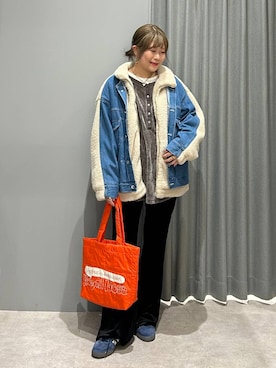 「LEPSIM（レプシィム）のデニムボアドッキングジャケット　593752（デニムジャケット）」を使った、ばねさん（レディース・158cm）の秋コーディネート