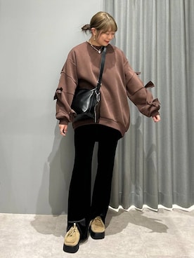 「アイテム（財布/小物、ブラウン系）」を使った、ばねさん（レディース・158cm）の秋コーディネート