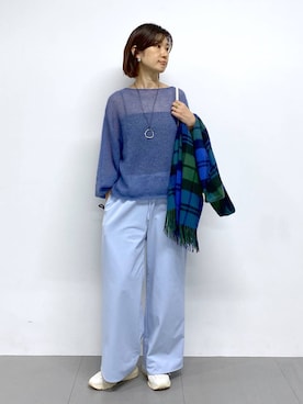 「BARNYARDSTORM（バンヤードストーム）のBARNYARDSTORM / ウォームツイルストレッチワイドパンツ / ハンドウォッシャブル【吸湿発熱】（その他パンツ）」を使った、yumi.さん（レディース・165cm）の秋コーディネート