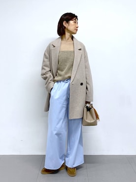 「アイテム（ピーコート）」を使った、yumi.さん（レディース・165cm）の秋コーディネート