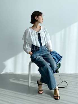 「アイテム（サロペット/オーバーオール）」を使った、yumi.さん（レディース・165cm）の夏コーディネート