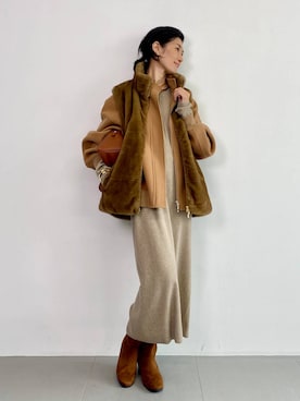 「アイテム（バングル/リストバンド）」を使った、yumi.さん（レディース・165cm）の秋コーディネート