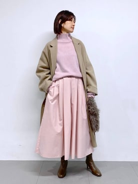 「アイテム（チェスターコート）」を使った、yumi.さん（レディース・165cm）の秋コーディネート