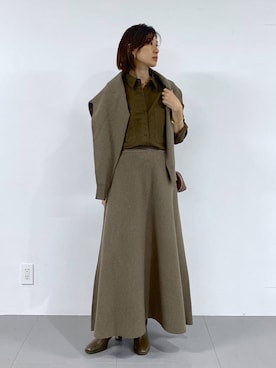 「アイテム（バングル/リストバンド）」を使った、yumi.さん（レディース・165cm）の秋コーディネート