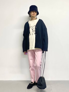「ハット」｜「アイテム（ブルゾン）」を使った、yumi.さん（レディース・165cm）の冬コーディネート