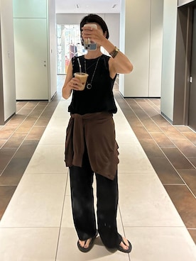 「BARNYARDSTORM（バンヤードストーム）のアイテム（スラックス）」を使った、yumi.さん（レディース・165cm）の夏コーディネート