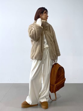 「BARNYARDSTORM（バンヤードストーム）のBARNYARDSTORM / ミンクライクコート（ブルゾン）」を使った、yumi.さん（レディース・165cm）の秋コーディネート