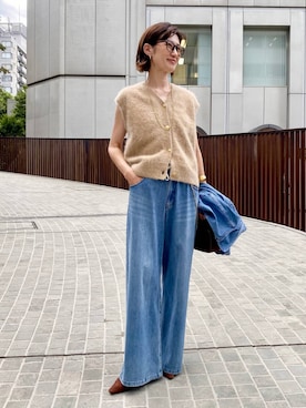 「アイテム（サスペンダー）」を使った、yumi.さん（レディース・165cm）の夏コーディネート