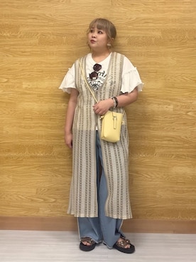 「Cutie Blonde（キューティーブロンド）のアイテム（デニムパンツ）」を使った、ぁむさん（レディース・151cm）の春コーディネート