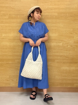 「SHOO・LA・RUE（シューラルー）のスプリングベレー（ハンチング/ベレー帽、ベージュ系）」を使った、ぁむさん（レディース・151cm）の春コーディネート