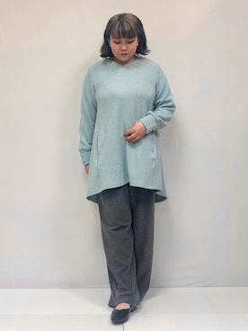 「アイテム（チュニック、グリーン系）」を使った、ぁむさん（レディース・151cm）の冬コーディネート