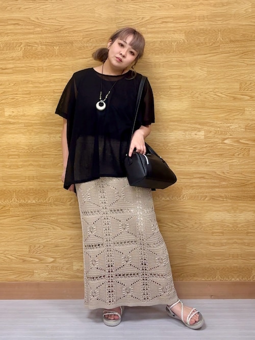セール】かぎ針風パッチワークが大人かわいいニットスカート
