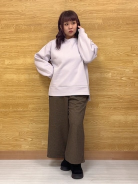 「アイテム（スウェット、パープル系）」を使った、ぁむさん（レディース・151cm）の冬コーディネート