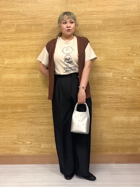 「PEANUTS（ピーナッツ）のアイテム」を使った、ぁむさん（レディース・151cm）の夏コーディネート