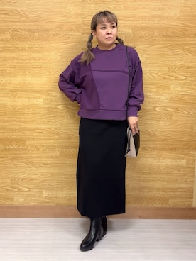 「アイテム（スウェット、パープル系）」を使った、ぁむさん（レディース・151cm）の秋コーディネート
