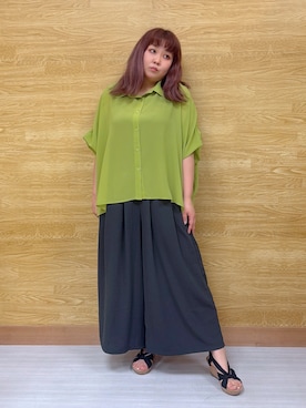 「SHOO・LA・RUE（シューラルー）の【前後2WAY/洗濯機可/S-LL】毎日のお供に ランダムテレコタンクトップ（タンクトップ、ブラック系）」を使った、ぁむさん（レディース・151cm）の春コーディネート