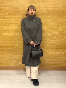 「DRESKIP（ドレスキップ）の【着丈選べる】あったかもちもちワイドパンツ（その他パンツ）」を使った、ぁむさん（レディース・151cm）の冬コーディネート