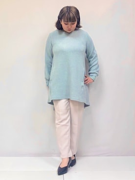 「アイテム（チュニック、グリーン系）」を使った、ぁむさん（レディース・151cm）の冬コーディネート