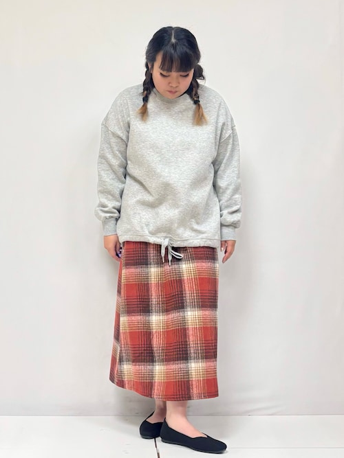 セール】【S-LL】見た目もあったか シャギー調チェックフレアスカート