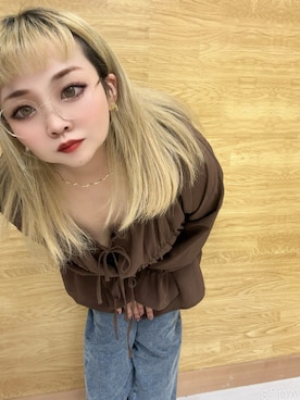 「Cutie Blonde（キューティーブロンド）のアイテム（デニムパンツ）」を使った、ぁむさん（レディース・151cm）の秋コーディネート