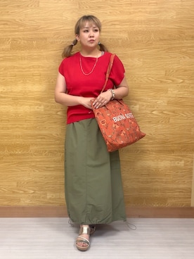 「カーゴスカート」｜ぁむさん（レディース・151cm）の夏コーディネート