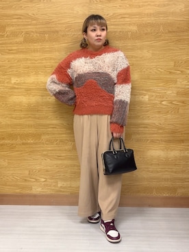 「DRESKIP（ドレスキップ）の【着丈選べる】あったかもちもちワイドパンツ（その他パンツ）」を使った、ぁむさん（レディース・151cm）の冬コーディネート