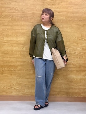 「Cutie Blonde（キューティーブロンド）のアイテム（デニムパンツ）」を使った、ぁむさん（レディース・151cm）の春コーディネート