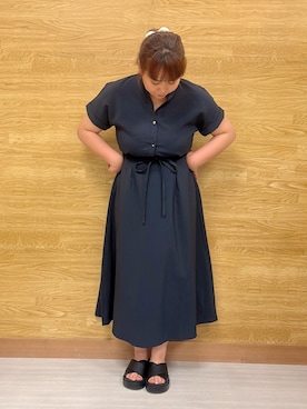 「DRESSTERIOR（ドレステリア）のViolet Buffalo Walows クルーネックカーディガン（カーディガン/ボレロ、ブルー系）」を使った、ぁむさん（レディース・151cm）の春コーディネート