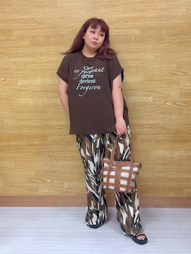 「SHOO・LA・RUE（シューラルー）の格子レイヤードトートバッグ（トートバッグ、イエロー系）」を使った、ぁむさん（レディース・151cm）の春コーディネート