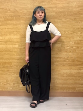 「アイテム（オールインワン・サロペット）」を使った、ぁむさん（レディース・151cm）の夏コーディネート
