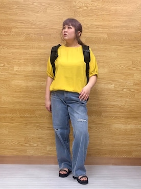 「Cutie Blonde（キューティーブロンド）のアイテム（デニムパンツ）」を使った、ぁむさん（レディース・151cm）の春コーディネート
