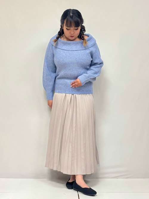 セール】【S-LL】首元すっきり オフショル ミックスヤーンニット